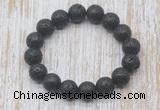 CGB5393 10mm, 12mm round black lava beads stretchy bracelets