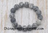CGB5518 10mm, 12mm round matte black water jasper beads stretchy bracelets