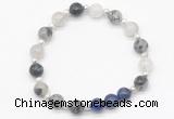 CGB8251 8mm black rutilated quartz & lapis lazuli beaded stretchy bracelets