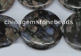 CGE10 15.5 inches 30mm flat round glaucophane gemstone beads