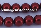 CGL325 5PCS 16 inches 10mm round dyed glass pearl beads wholesale