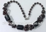 CGN341 20.5 inches chinese crystal & garnet beaded necklaces