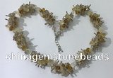 CGN402 19.5 inches chinese crystal & citrine chips beaded necklaces