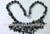 CGN477 21.5 inches chinese crystal & striped agate beaded necklaces