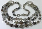 CGN620 24 inches chinese crystal & striped agate beaded necklaces