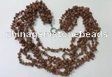 CGN731 19.5 inches stylish 6 rows goldstone chips necklaces