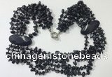 CGN767 20 inches stylish 6 rows blue goldstone chips necklaces