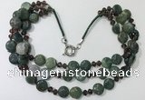 CGN807 23.5 inches 3 rows chinese crystal & Indian agate necklaces