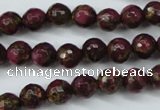 CGO64 15.5 inches 10mm faceted round gold red color stone beads