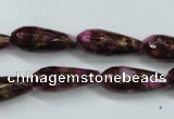 CGO83 15.5 inches 10*30mm faceted teardrop gold red color stone beads