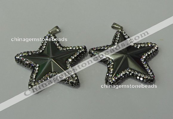 CGP158 40*40mm star hematite gemstone pendants wholesale