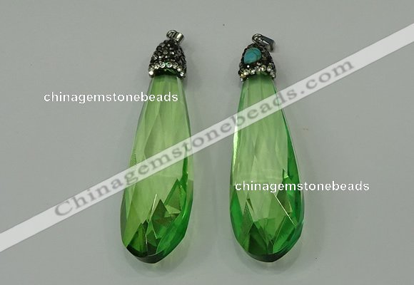 CGP237 20*80mm faceted teardrop crystal glass pendants wholesale