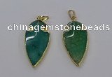 CGP3006 22*45mm arrowhead agate gemstone pendants wholesale