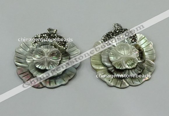 CGP302 40*42mm flower pearl shell pendants wholesale