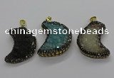 CGP3104 25*40mm moon-shaped druzy agate pendants wholesale