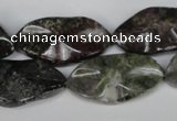 CGR23 15.5 inches 15*28mm wavy marquise green rain forest stone beads