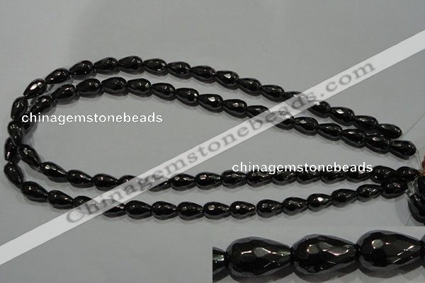 CHE155 15.5 inches 8*12mm faceted teardrop hematite beads