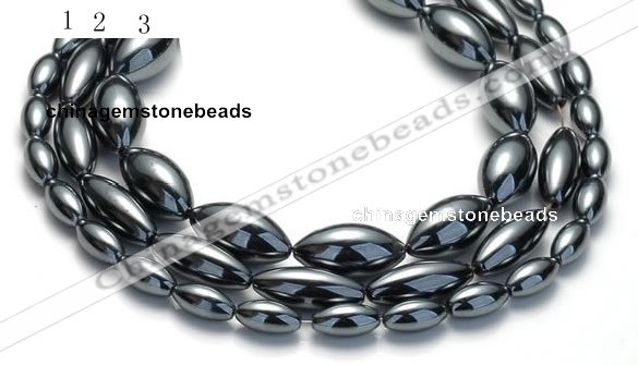 CHE20 16 inches 6*12mm & 8*20mm & 10*20mm rice hematite beads