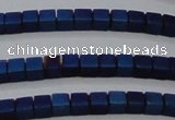 CHE446 15.5 inches 3*3mm cube matte plated hematite beads wholesale
