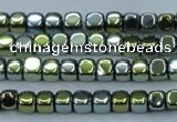 CHE869 15.5 inches 4*4mm dice platedhematite beads wholesale