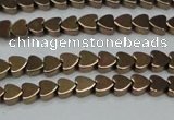 CHE993 15.5 inches 4*4mm heart plated hematite beads wholesale