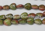 CHG01 15.5 inches 8*8mm heart unakite gemstone beads wholesale