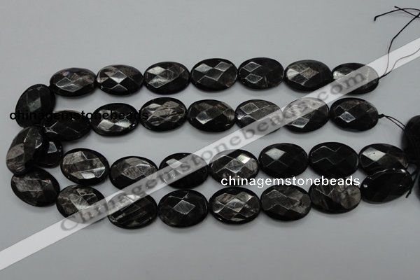 CHS08 15.5 inches 18*25mm faceted oval natural hypersthene gemstone beads