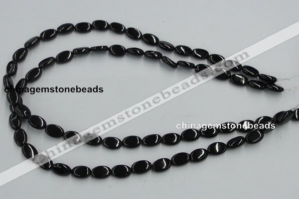 CJB16 16 inches 8*12mm oval natural jet gemstone beads wholesale