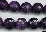 CJJ16 15 inches 14mm faceted round dyed lucky jade beads