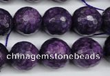 CJJ17 15.5 inches 16mm faceted round dyed lucky jade beads