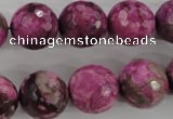 CJJ27 15.5 inches 16mm faceted round dyed lucky jade beads