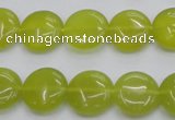 CKA237 15.5 inches 14mm flat round Korean jade gemstone beads
