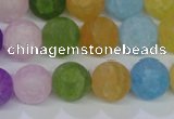 CKQ05 15.5 inches 12mm round matte dyed crackle quartz beads