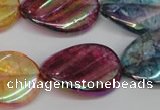 CKQ162 15.5 inches 20*30mm twisted oval AB-color crackle quartz beads