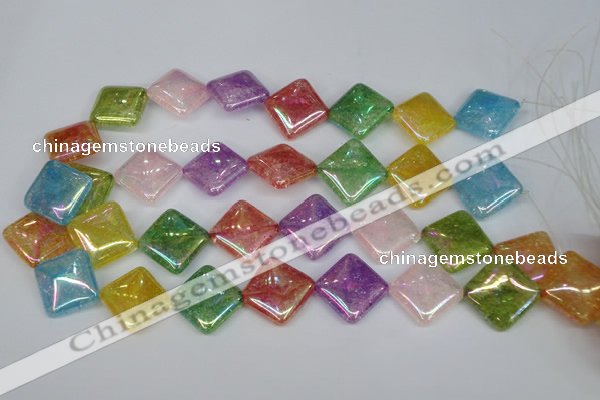 CKQ167 15.5 inches 20*20mm diamond AB-color crackle quartz beads