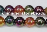 CKQ84 15.5 inches 12mm round AB-color dyed crackle quartz beads
