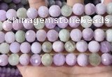 CKU326 15.5 inches 10mm faceted round natural kunzite beads