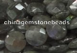 CLB14 16 inches 14mm faceted coin labradorite gemstone beads