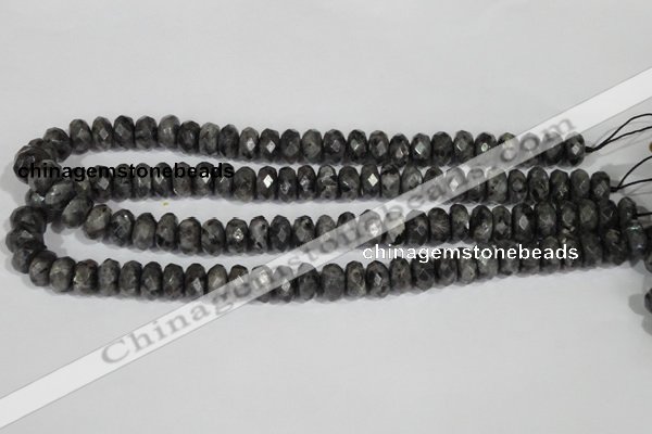 CLB322 15.5 inches 6*12mm faceted rondelle black labradorite beads