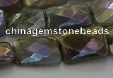 CLB698 15.5 inches 13*18mm faceted rectangle AB-color labradorite beads