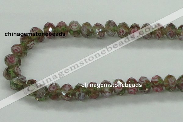 CLG10 12 inches 6*8mm faceted rondelle handmade lampwork beads