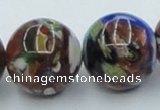 CLG543 16 inches 14mm round goldstone & lampwork glass beads
