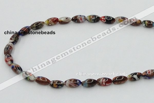 CLG544 16 inches 6*12mm rice goldstone & lampwork glass beads