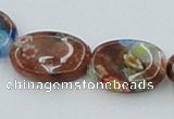 CLG553 16 inches 10*14mm oval goldstone & lampwork glass beads