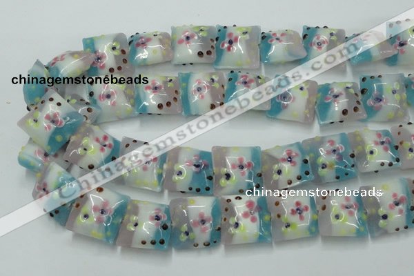 CLG809 15.5 inches 20*20mm square lampwork glass beads wholesale