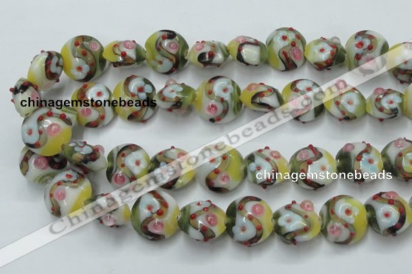 CLG814 15.5 inches 18mm flat round lampwork glass beads wholesale