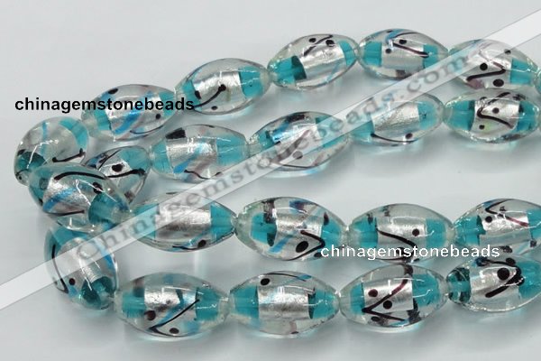 CLG857 15.5 inches 16*28mm rice lampwork glass beads wholesale