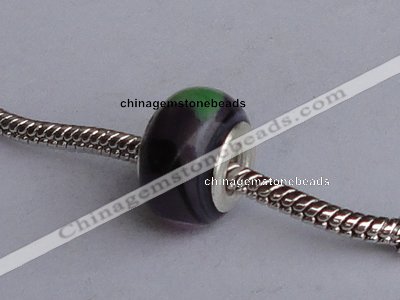 CLP41 30pcs 9.5*15mm roundel silver plated core lampwork European beads