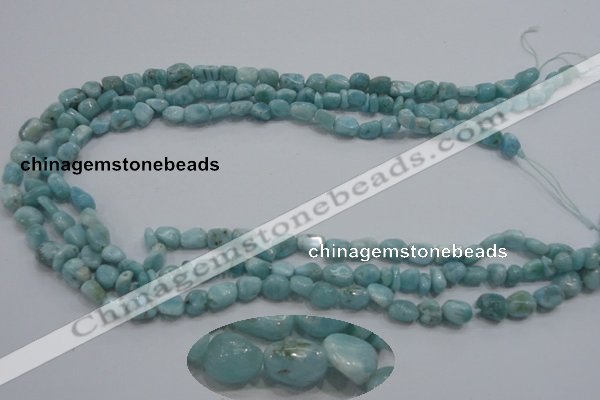 CLR33 15.5 inches 7*8mm nugget natural larimar gemstone beads