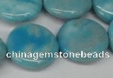 CLR366 15.5 inches 25mm flat round dyed larimar gemstone beads